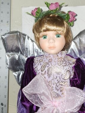 Purple Fairy Doll with Pink Floral Crown - Adult Collectors.